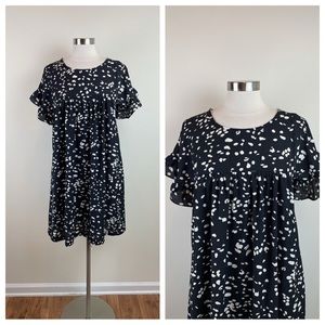 Staccato Black White Dots Ruffle Sleeve Dress Women Size Medium